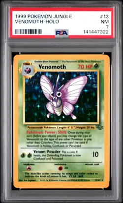 1999 POKEMON JUNGLE #13 VENOMOTH-HOLO PSA 7 - Image 1