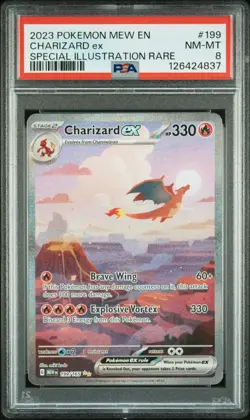 2023 POKEMON MEW EN-151 SPECIAL ILLUSTRATION RARE #199 CHARIZARD EX PSA 8 - Image 1