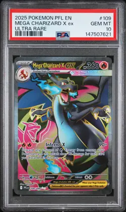 2025 POKEMON PFL EN-PHANTASMAL FLAMES ULTRA RARE #109 MEGA CHARIZARD X EX PSA 10 - Image 1