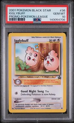 2001 POKEMON PROMO BLACK STAR POKEMON LEAGUE #36 IGGLYBUFF PSA 10 - Image 1
