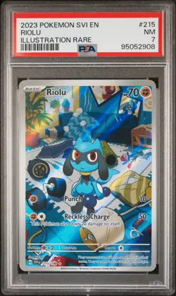 2023 POKEMON SVI EN-SCARLET & VIOLET ILLUSTRATION RARE #215 RIOLU PSA 7 - Image 1