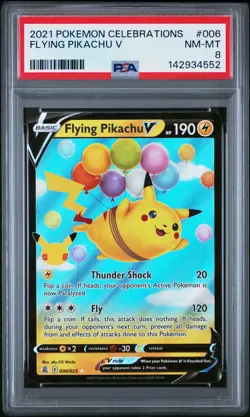 2021 POKEMON CELEBRATIONS #006 FLYING PIKACHU V PSA 8 - Image 1