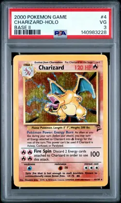 2000 POKEMON BASE SET 2 #4 CHARIZARD-HOLO PSA 3 - Image 1