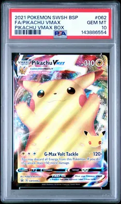 2021 POKEMON SWSH BLACK STAR PROMO PIKACHU VMAX BOX FULL ART/PIKACHU VMAX PSA 10 - Image 1