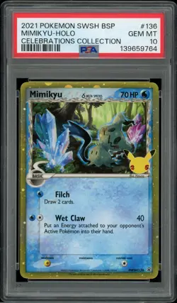 2021 Pokemon Swsh BSP 136 Mimikyu Holo Celebrations PSA 10 Gem Mint - Image 2