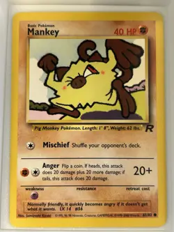 Mankey 61/82 1st Edition Team Rocket Common Pokemon Card NM - Image 1