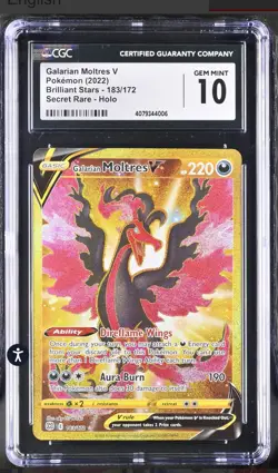 ‼Galarian Moltres V Pokemon (2022) Brilliant Stars - Secret Rare GRADE 10💨 - Image 1