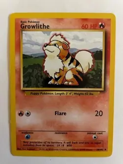 GROWLITHE -Base Set 28/102 - Uncommon - Pokemon Card - Unlimited Edition - Image 1