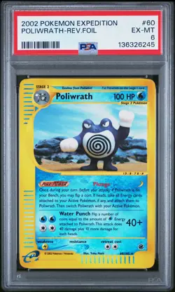 2002 POKEMON EXPEDITION #60 POLIWRATH-REVERSE FOIL PSA 6 - Image 1