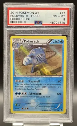 2014 Pokemon Poliwrath # 17 Rare Holo XY Furious Fists VERY LOW POP PSA 8 NM - Image 1