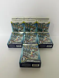 Pokemon TCG Scarlet & Violet Stellar Crown 3 Pack Booster Box Lot Of 7 - Image 1