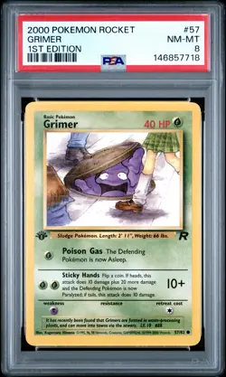 2000 POKEMON ROCKET 1ST EDITION #57 GRIMER PSA 8 - Image 1