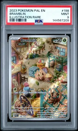 2023 POKEMON PAL EN-PALDEA EVOLVED ILLUSTRATION RARE #198 BRAMBLIN PSA 9 - Image 1