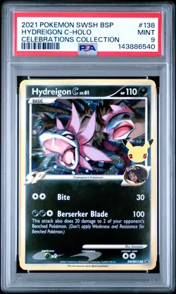 2021 POKEMON SWSH PROMO CELEBRATIONS COLLECTION #138 HYDREIGON C-HOLO PSA 9 - Image 1