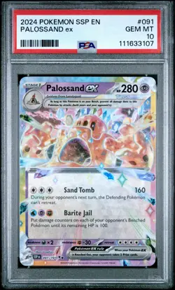 2024 POKEMON SSP EN-SURGING SPARKS #091 PALOSSAND EX PSA 10 - Image 1