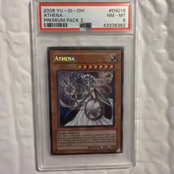 2008 YU-GI-OH! PREMIUM PACK 2 PP02-EN018 ATHENA PSA 8 - Image 1