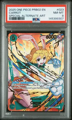 2025 ONE PIECE PRB02-SPECIAL ALTERNATE ART VOL.2 CARROT PSA 8 - Image 1