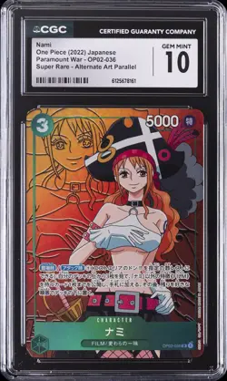 2022 ONE PIECE JAPANESE PARAMOUNT WAR ALT ART #OP02-036 NAMI CGC 10 GEM MINT - Image 1