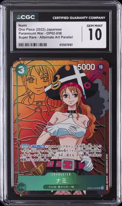 2022 ONE PIECE JAPANESE PARAMOUNT WAR ALT ART #OP02-036 NAMI CGC 10 GEM MINT - Image 3