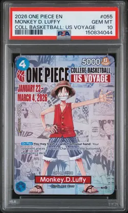 2026 ONE PIECE PROMOS COLLEGE BASKETBALL : US VOYAGE MONKEY D. LUFFY PSA 10 - Image 1