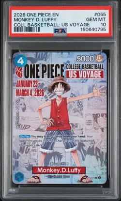 2026 ONE PIECE PROMOS COLLEGE BASKETBALL : US VOYAGE MONKEY D. LUFFY PSA 10 - Image 1