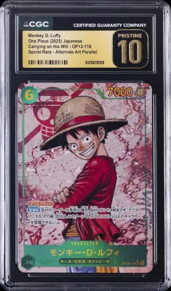 2025 ONE PIECE CARRYING ON HIS WILL ALTERNATE ART MONKEY D. LUFFY CGC 10 PRISTIN - Image 1