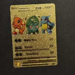 Charmander Bulbasaur Squirtle GX HP140 Gold Foil Fan Art Pokemon Card Pokemon - Image 1