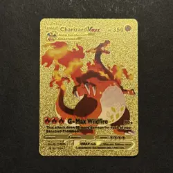 Charizard VMAX hp350 Gold Pokemon Card Fan Art Holo Foil - Image 1
