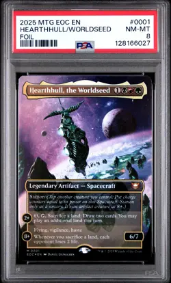 2025 MTG EDGE OF ETERNITIES COMMANDER FOIL #0001 HEARTHHULL, THE WORLDSEED PSA 8 - Image 1