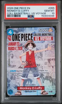 2026 ONE PIECE PROMOS COLLEGE BASKETBALL : US VOYAGE MONKEY D. LUFFY PSA 10 - Image 1