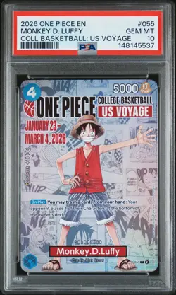 One Piece PSA 10 Monkey D Luffy Promo 2026 P-055 College Basketball English - Image 1