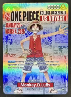 2025 One Piece College Basketball US Voyage Promo Monkey D Luffy #P-055 - Image 1