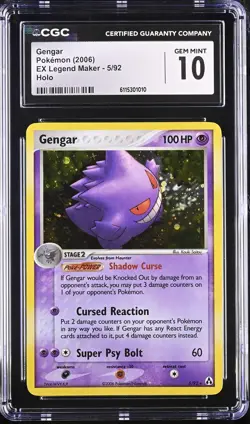 CGC 10 GEM MINT Gengar 2006 EX Legend Maker 5/92 Holo Pokemon Card - Image 1