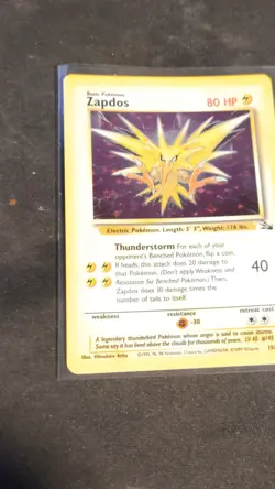 Pokemon Card Zapdos Holo Rare Fossil Set 15/62 80 HP Unlimited - Image 2
