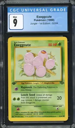CGC 9 Exeggcute (1st Ed.) Jungle 52/64 Pokemon Card B18 - Image 1