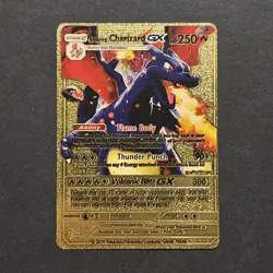 Shining Charizard GX Gold Foil Fan Art Textured Collector Pokemon Card HP 250 - Image 1
