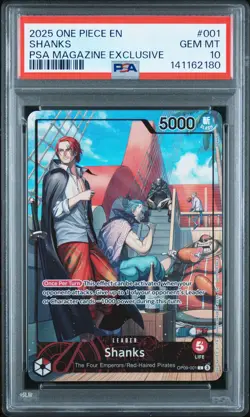 2025 ONE PIECE PROMOS PSA MAGAZINE EXCLUSIVE #001 SHANKS PSA 10 - Image 1
