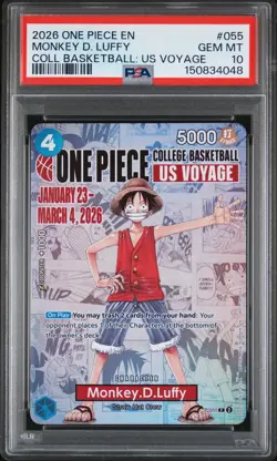 2026 ONE PIECE PROMOS COLLEGE BASKETBALL : US VOYAGE MONKEY D. LUFFY PSA 10 - Image 1