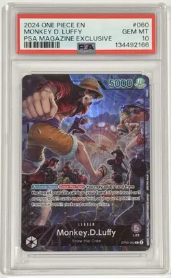 2024 One Piece Monkey D. Luffy PSA Magazine Exclusive Promo OP05-060 PSA 10 - Image 1