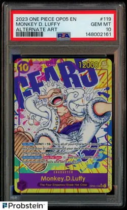 2023 One Piece OP05 En Alternate Art #119 Monkey D. Luffy PSA 10 GEM MINT - Image 1