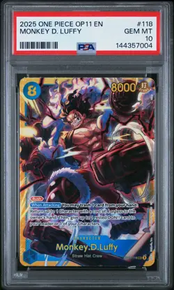 2025 ONE PIECE OP11-A FIST OF DIVINE SPEED #118 MONKEY D. LUFFY PSA 10 - Image 1
