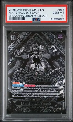 2025 ONE PIECE OP12-3RD ANNIVERSARY-SILVER MARSHALL D. TEACH PSA 10 - Image 1