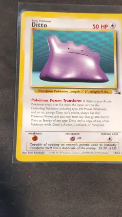 Pokemon Ditto Fossil Rare 18/62 1999 Card 50 HP Basic Wizards Unlimited - Image 1