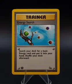 Trainer Energy Search 1st Edition Pokemon Card Fossil Set TCG 59/62 Common WOTC - Image 1