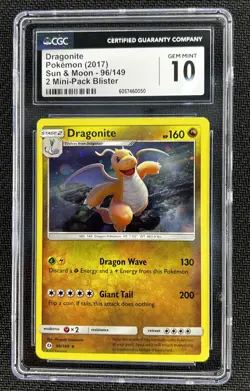 Pokemon Dragonite Sun & Moon Promo Cosmos Holo Rare Card 96/149 SWIRL GEM 10 - Image 1