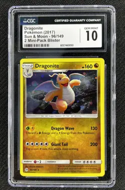 Pokemon Dragonite Sun & Moon Promo Cosmos Holo Rare Card 96/149 SWIRL GEM 10 - Image 2