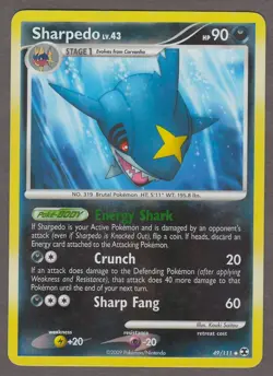 Sharpedo 49/111 Rising Rivals 2009 Pokemon Card Reverse Holo Heavily Played HP - Image 1