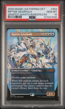 2025 MTG AETHERDRIFT GRAFFITI GIANTS BORDERLESS #0353 RIPTIDE GEARHULK PSA 10 - Image 1