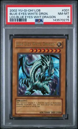 2002 YU-GI-OH! LOB-LEGEND OF BLUE EYES WHITE DRAGON BLUE-EYES WHITE DRAGON PSA 8 - Image 1