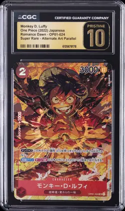 2022 ONE PIECE ROMANCE DAWN JAPANESE ALT ART MONKEY D. LUFFY CGC 10 PRISTINE - Image 1